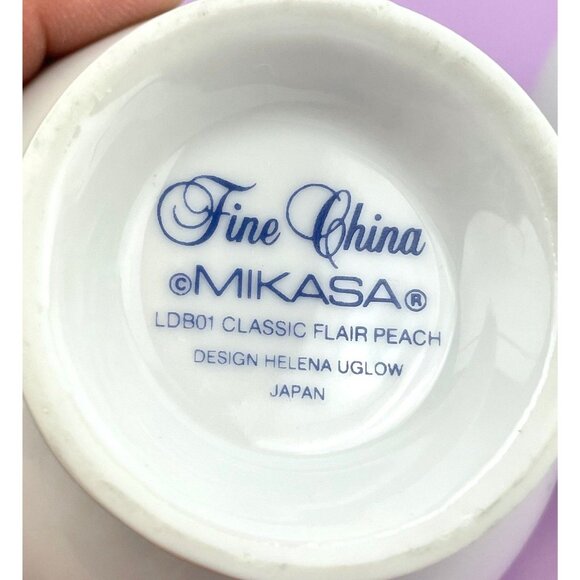 Pair of vintage 80s mugs, Mikasa Fine China LDB01 Classic Flair Peach - Picture 10 of 10